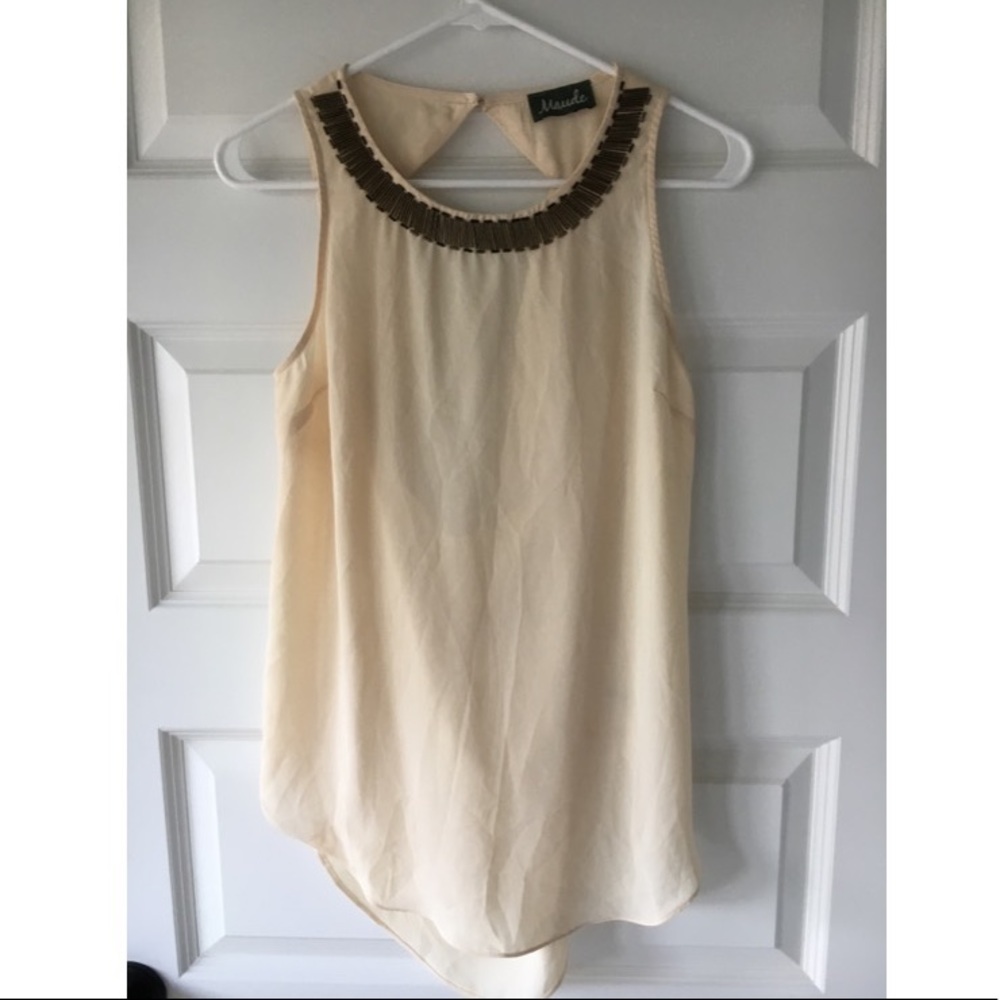 Beautiful beaded collar tank top with open back