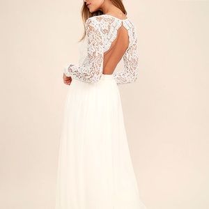 Lulus white long lace sleeve dress