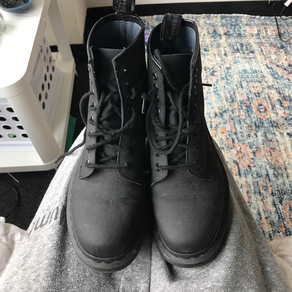 Matte black canvas Doc Martens