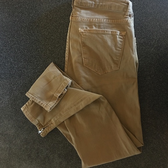 Zara Woman Tan Slim Fit Pants W/ Zippers - Picture 6 of 7