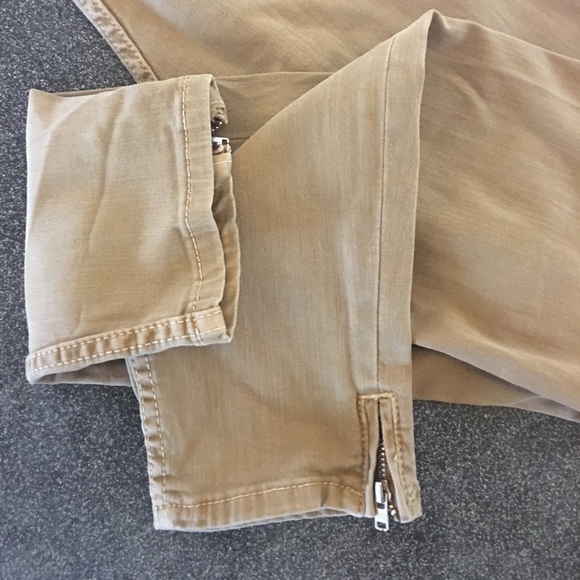 Zara Woman Tan Slim Fit Pants W/ Zippers - Picture 7 of 7