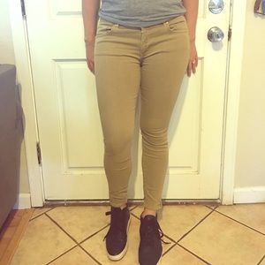 Zara Woman Tan Slim Fit Pants W/ Zippers