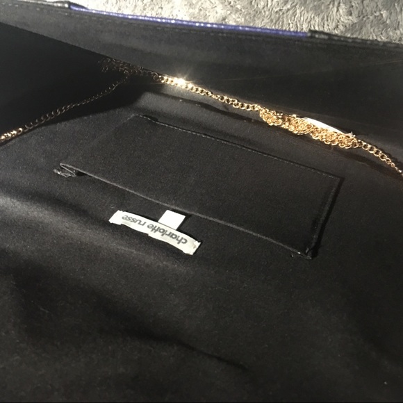 Black and Blue Clutch with Gold Chain - Picture 6 of 6