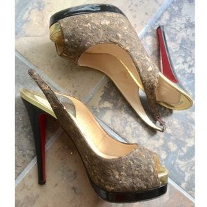 Christian Louboutin Cork Peep Toe Platforms 38.5