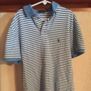 Small striped white and blue boys Polo shirt.