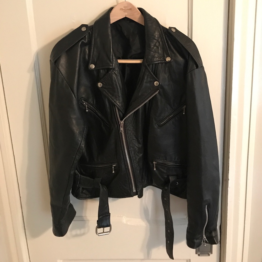 UNISEX VINTAGE LEATHER MOTORCYCLE JACKET