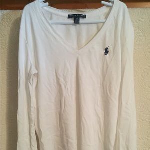 Small white long sleeve polo