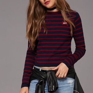 Forever 21 wow patch stripes top