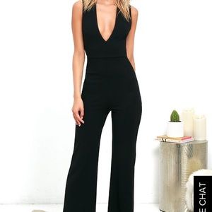 Lulus Thinking out loud black crossback pantsuit