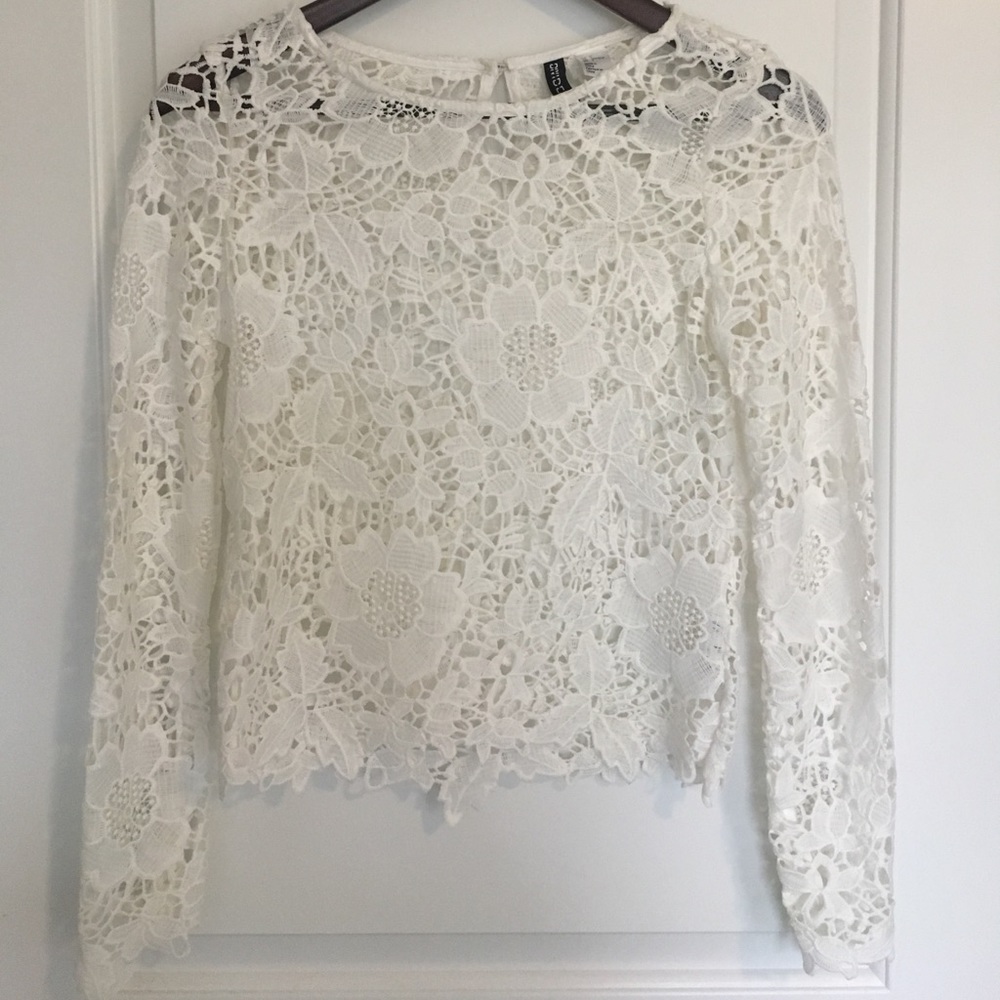 Lace, Long Sleeves, Crop Top