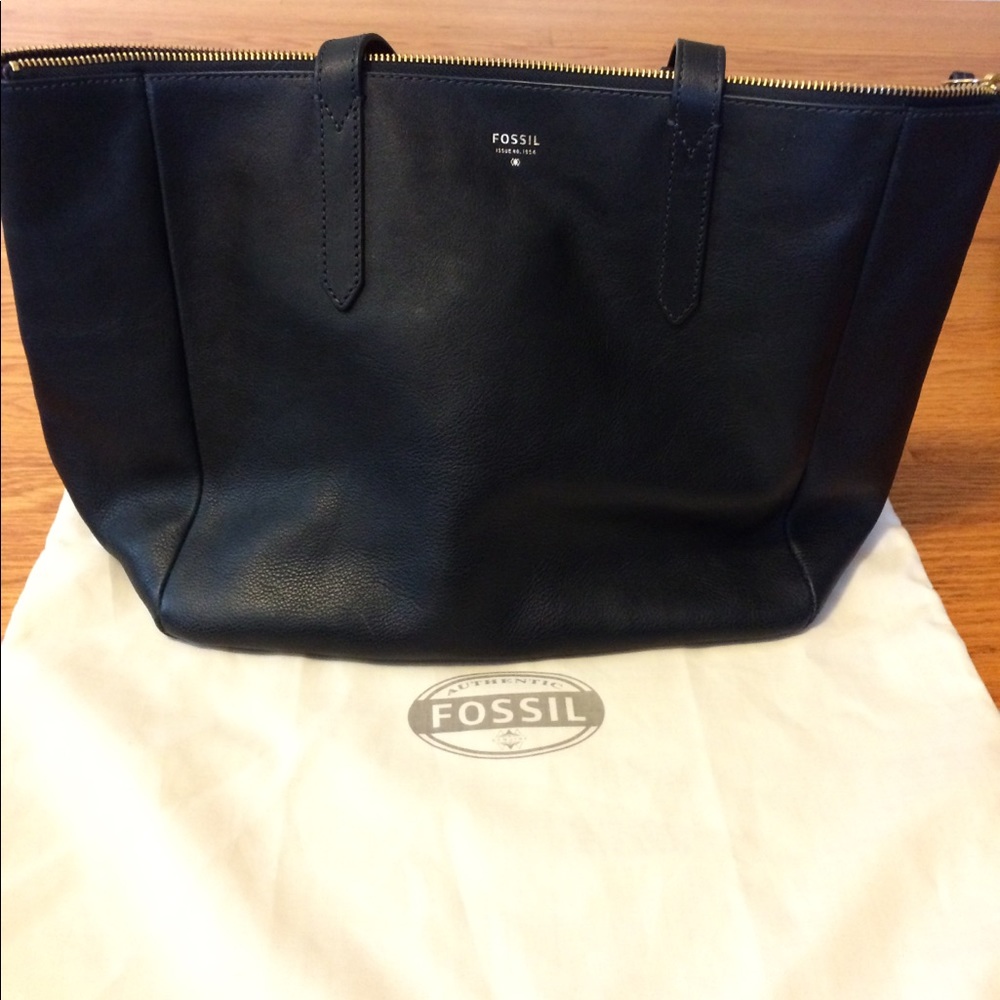 Fossil Sydney tote Blue-Black-navy with Dustbag