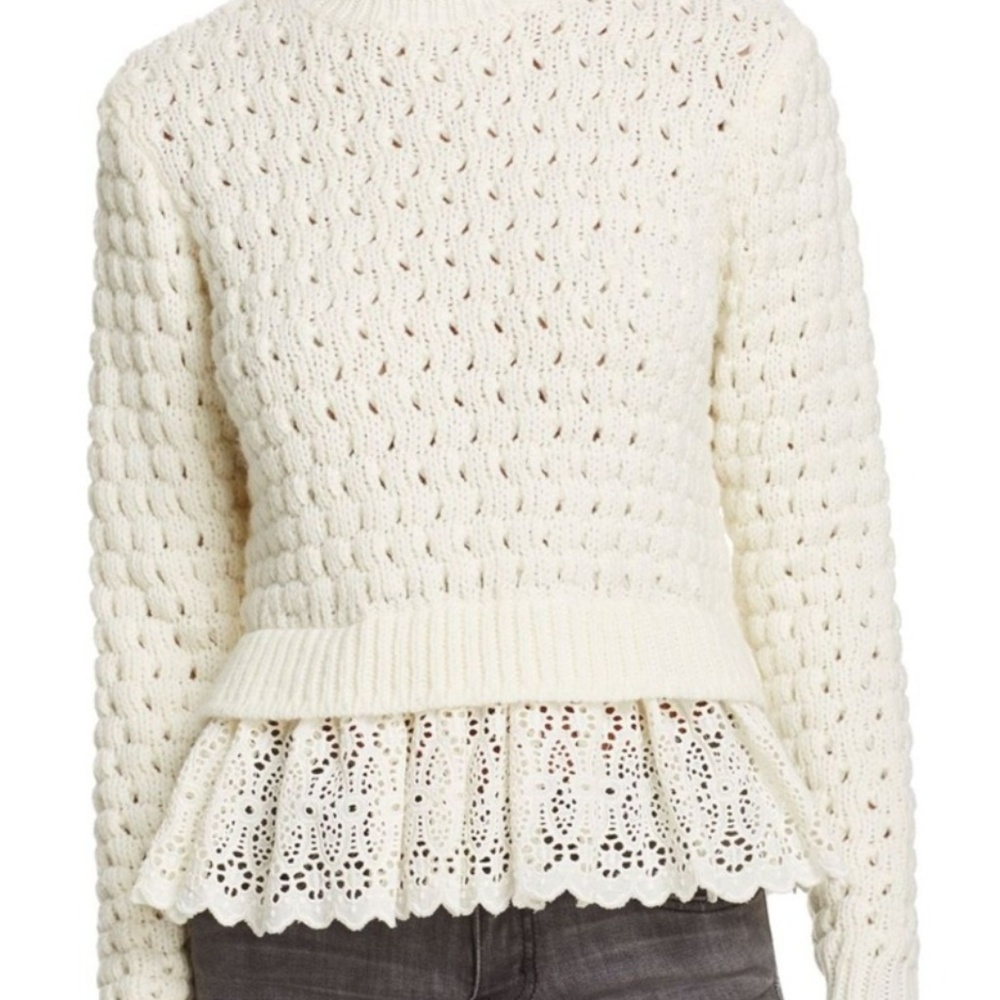 REBECCA TAYLOR SWEATER EYELET LACE NWT SZ MEDIUM - Picture 4 of 6