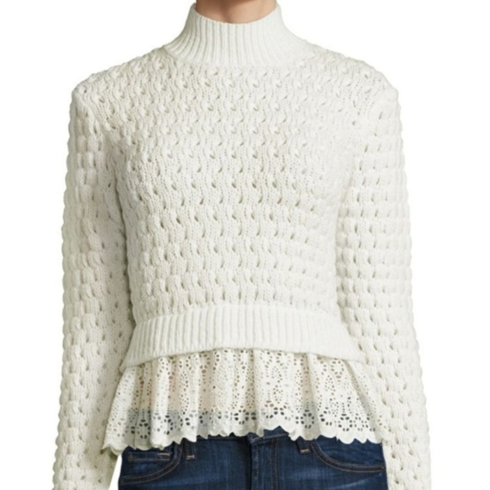 REBECCA TAYLOR SWEATER EYELET LACE NWT SZ MEDIUM - Picture 3 of 6