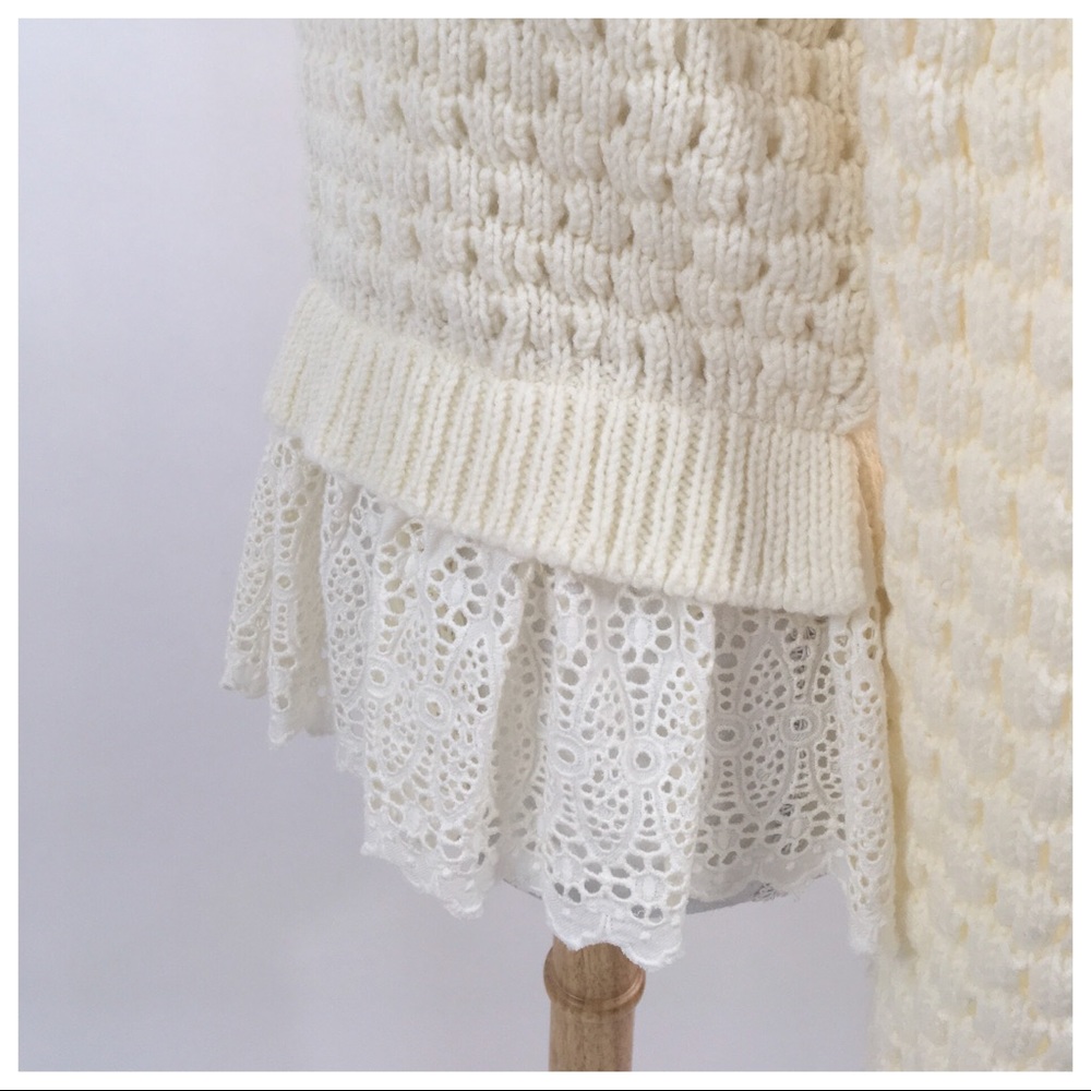 REBECCA TAYLOR SWEATER EYELET LACE NWT SZ MEDIUM - Picture 5 of 6