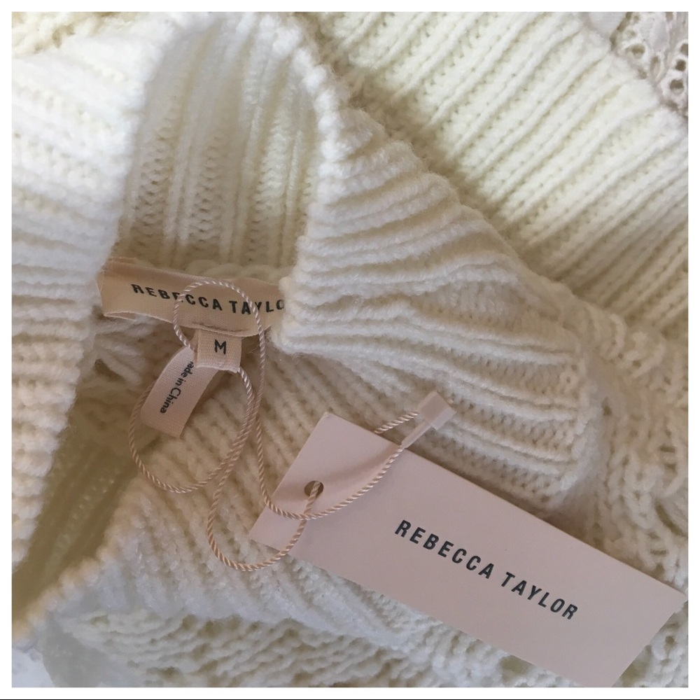 REBECCA TAYLOR SWEATER EYELET LACE NWT SZ MEDIUM - Picture 6 of 6