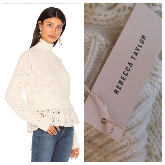 Rebecca Taylor Sweaters - REBECCA TAYLOR SWEATER EYELET LACE NWT SZ MEDIUM