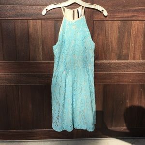 Kenzie Light Blue Lace High Neck Dress