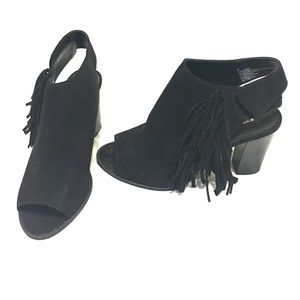 Open toe fringe bootie