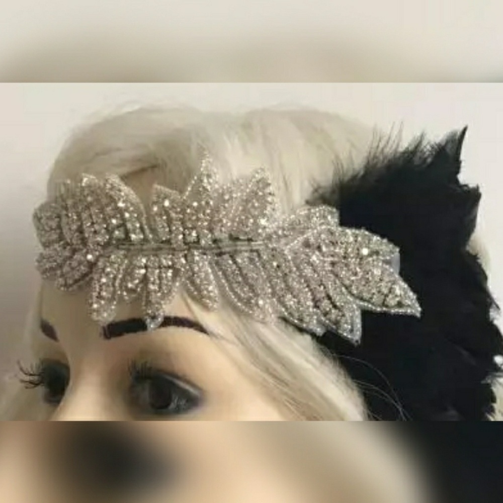 Black Feathered Diamond Hair band