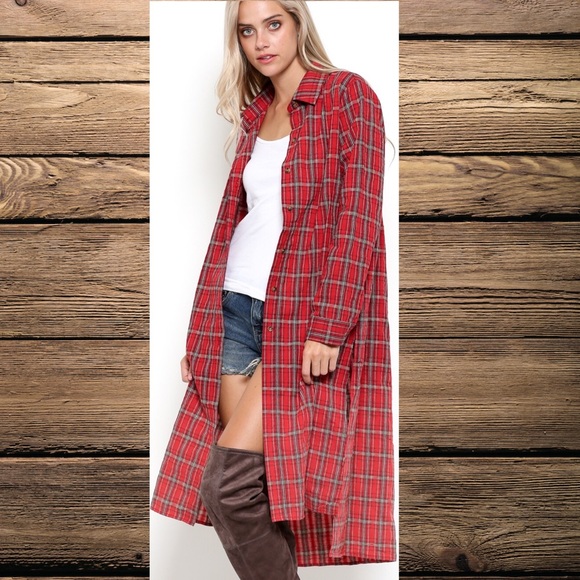 ❤️Plaid Long Shirt or Cardigan - Picture 4 of 6