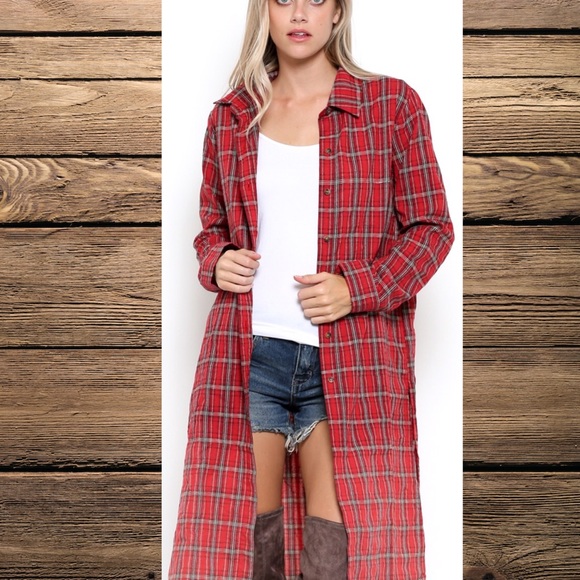 ❤️Plaid Long Shirt or Cardigan - Picture 2 of 6