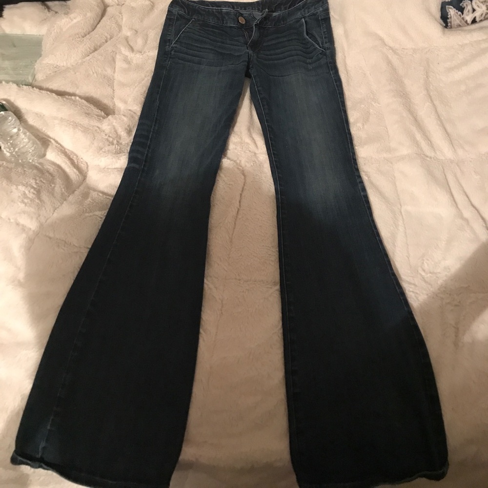 Express dark denim fit and flare jeans