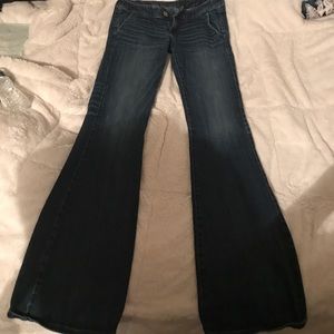 Express dark denim fit and flare jeans