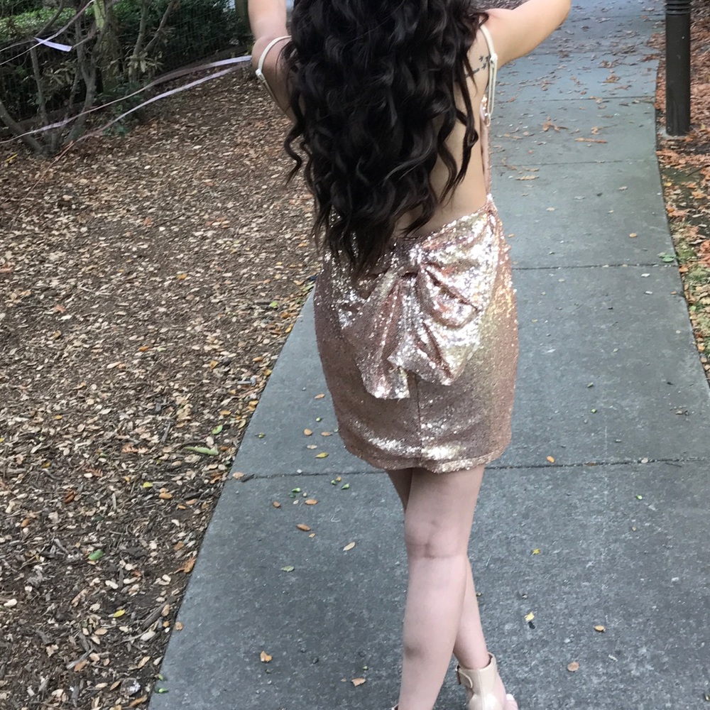 Rose gold sequined dress