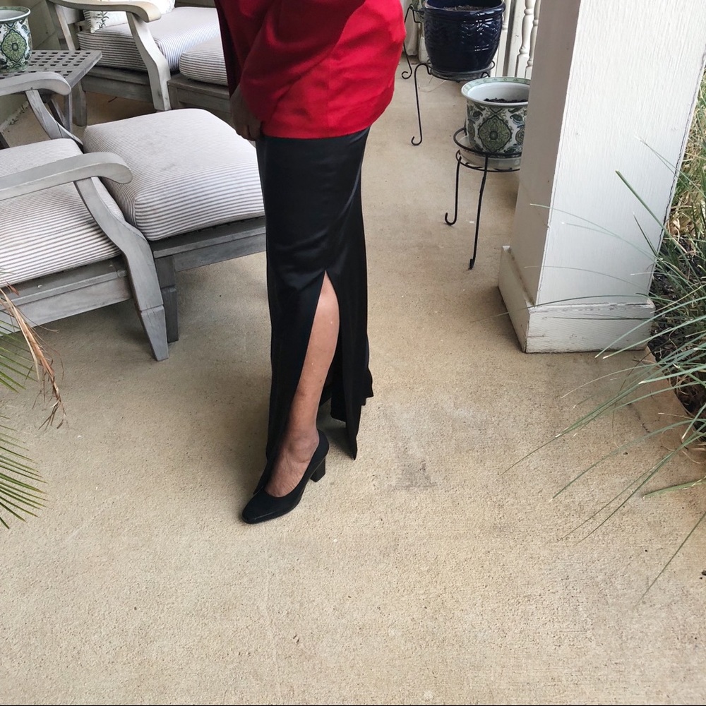 Black Satin Kay Unger Skirt  fully lined Size10