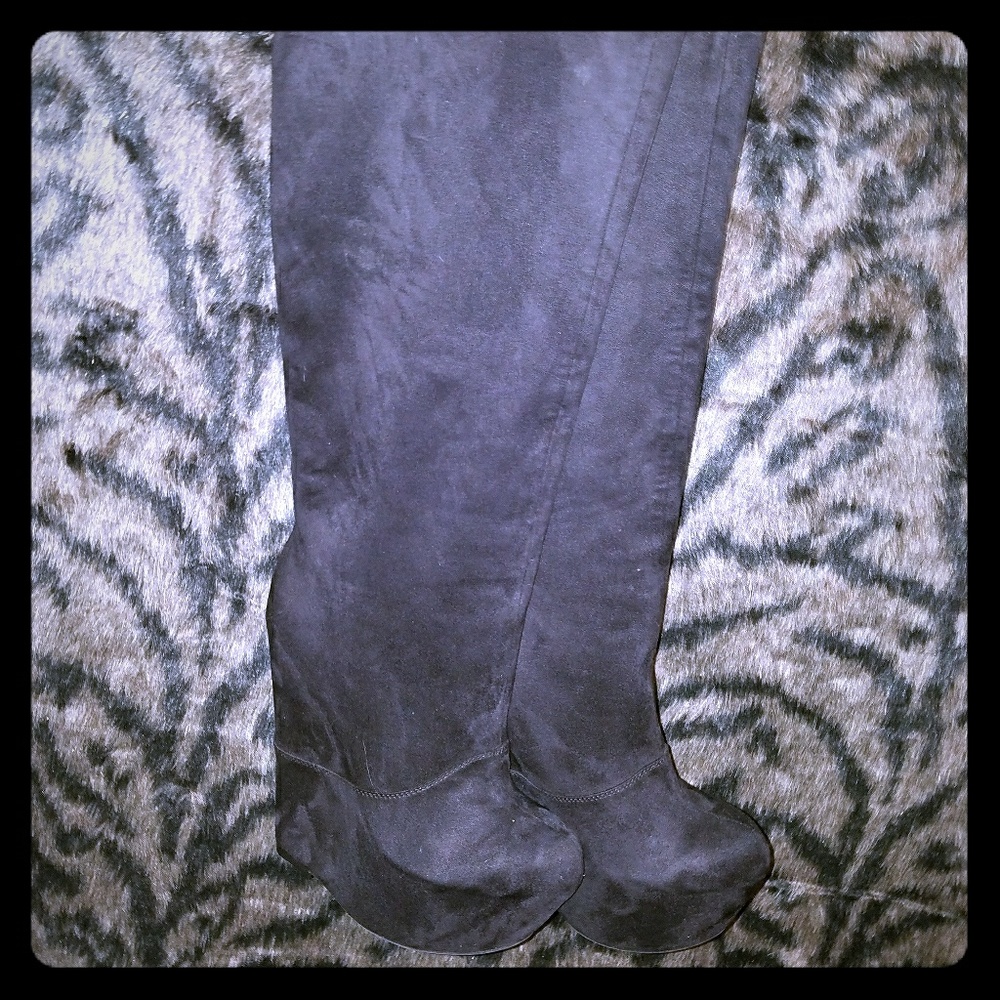 Extra platform knee high boots