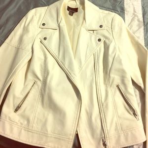 Faux leather white jacket