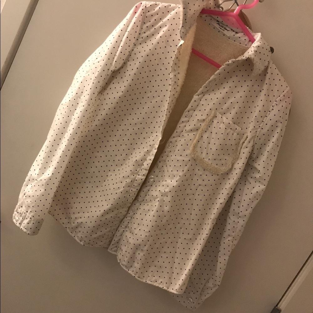 dotted shirt cotton stuffed white long sleeves