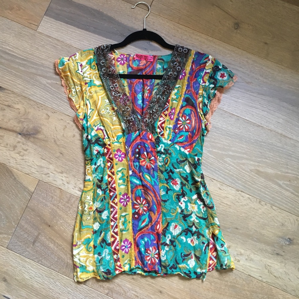 Vintage bohemian gauze top, size S