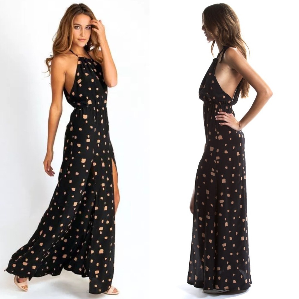 RARE STONE COLD FOX SILKDOT ONYX DRESS REFORMATION
