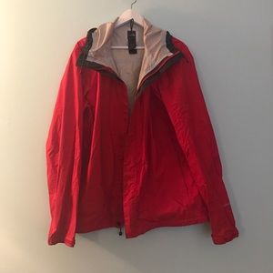 North Face Red Zip Up Raincoat