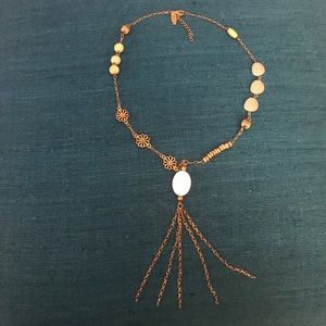 Gold Beaded Necklace With tassel detail