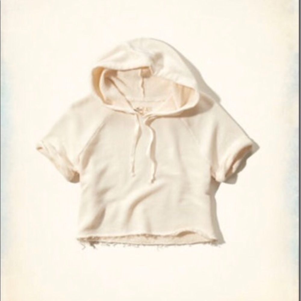 Nwt Hollister crop hoodie sweatshirt M ivory