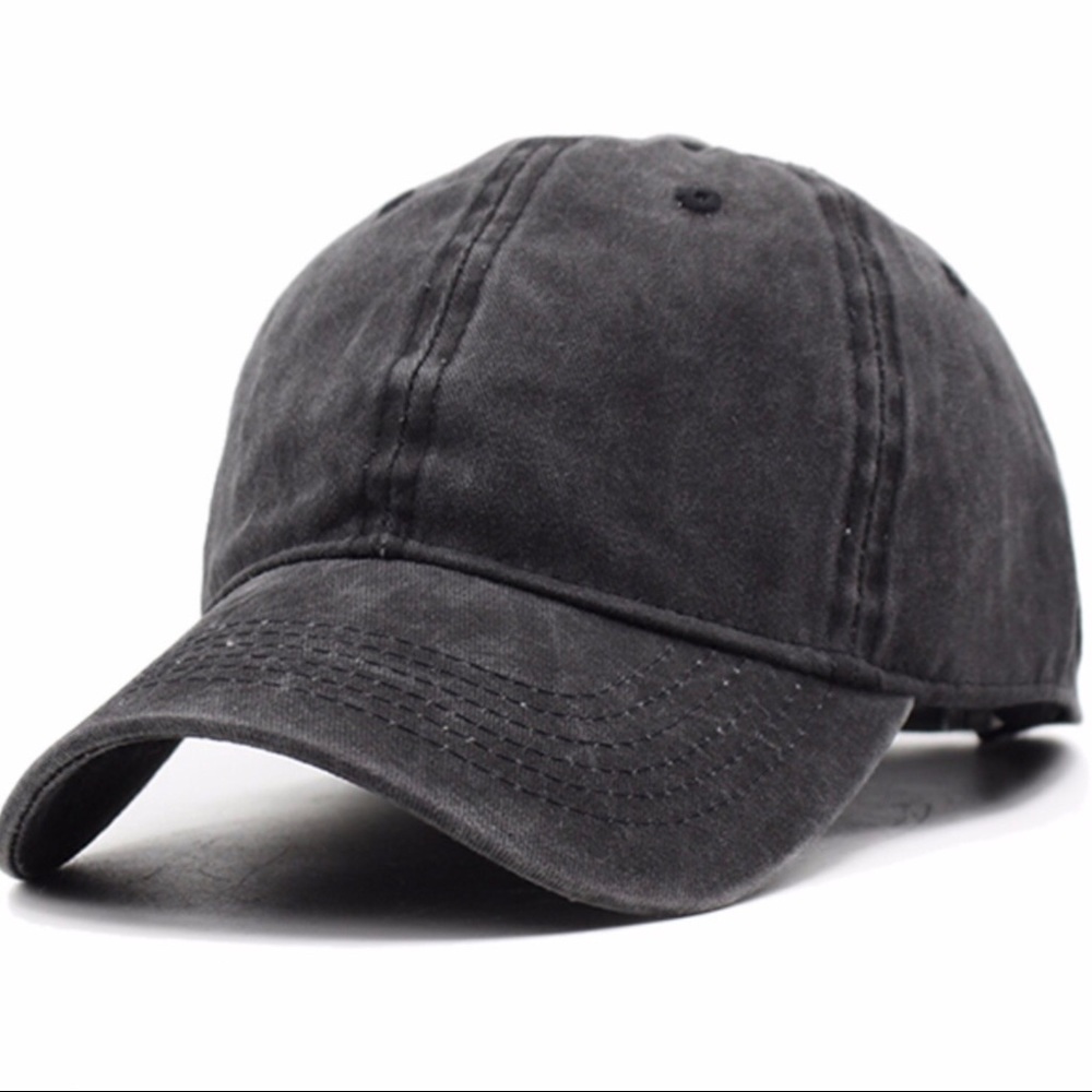 Black Stonewash Baseball Cap Hat
