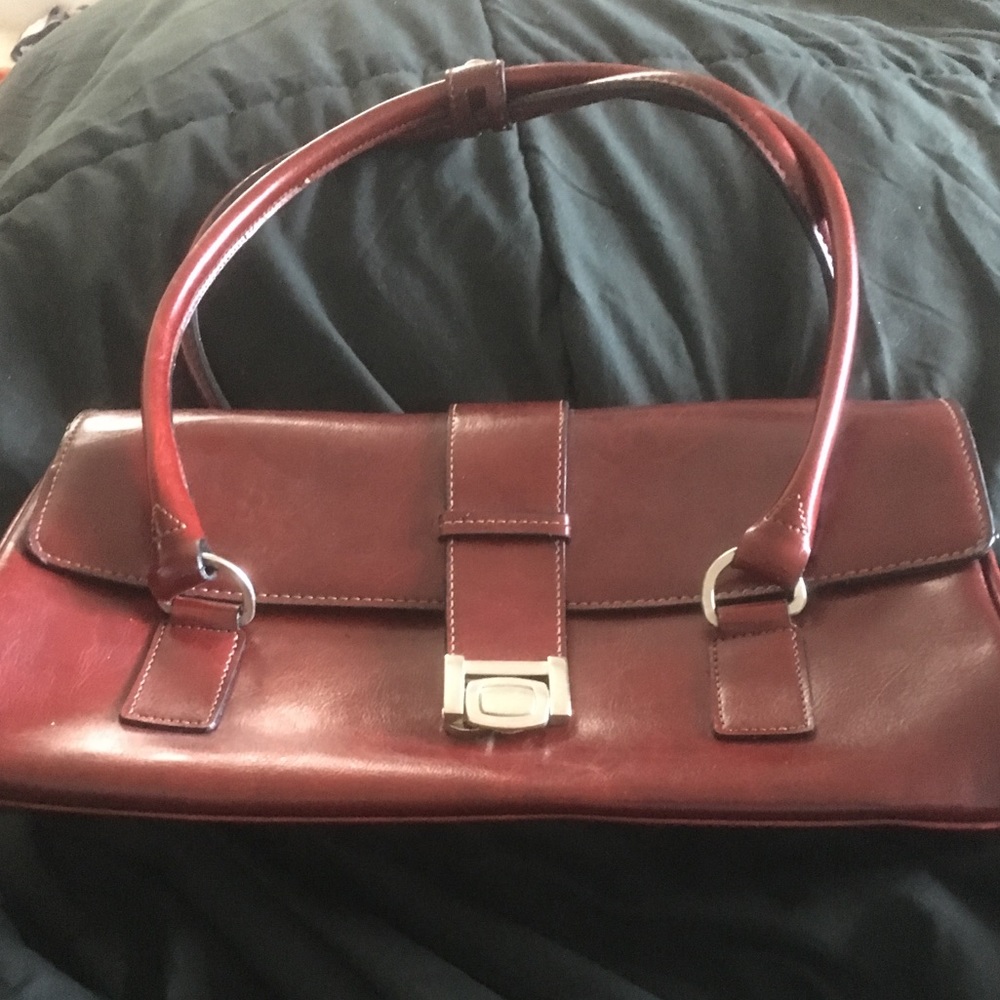 Burgundy Leather Handbag/ Purse
