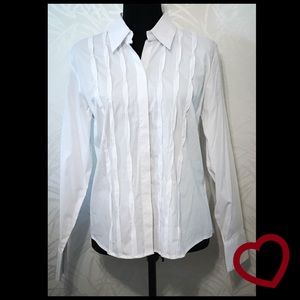 New Talbots White Cotton Stretch Button Down Shirt