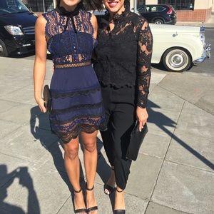 Self-Portrait Bellis Lace Trim Mini Dress