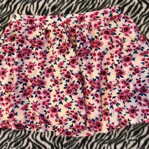 White Cream Pink Flower Boho Skirt
