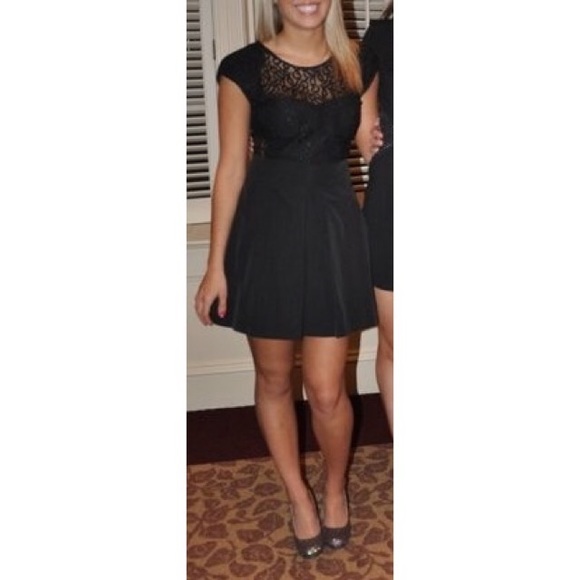 Lace Overlay Cap Sleeve Dress - Picture 1 of 6