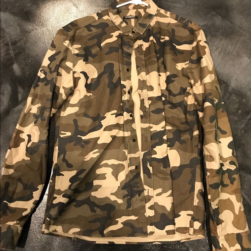 BALMAIN PARIS Camo Dress Shirt – NEW WITHOUT TAGS