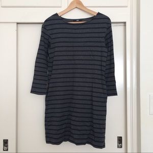 Uniqlo Striped Boatneck Dress with 3/4 Sleeves