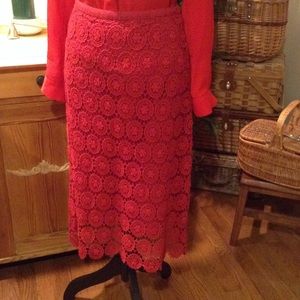 Red lace skirt