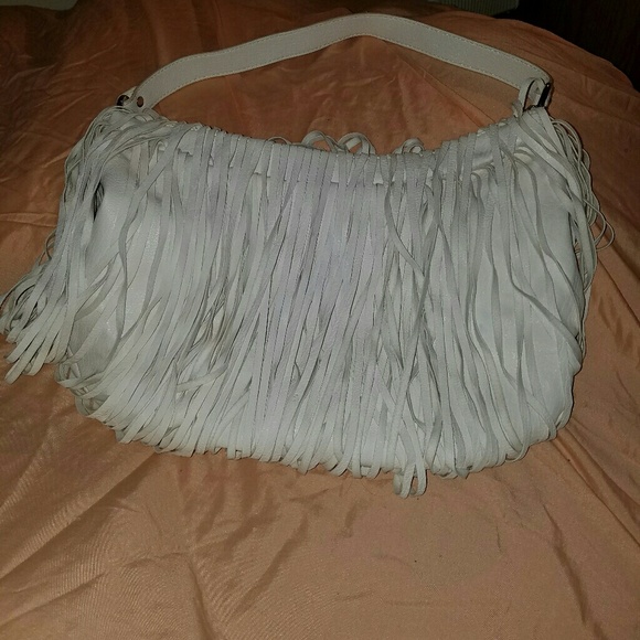 Carlos Santana White Fringe Handbag - Picture 2 of 3
