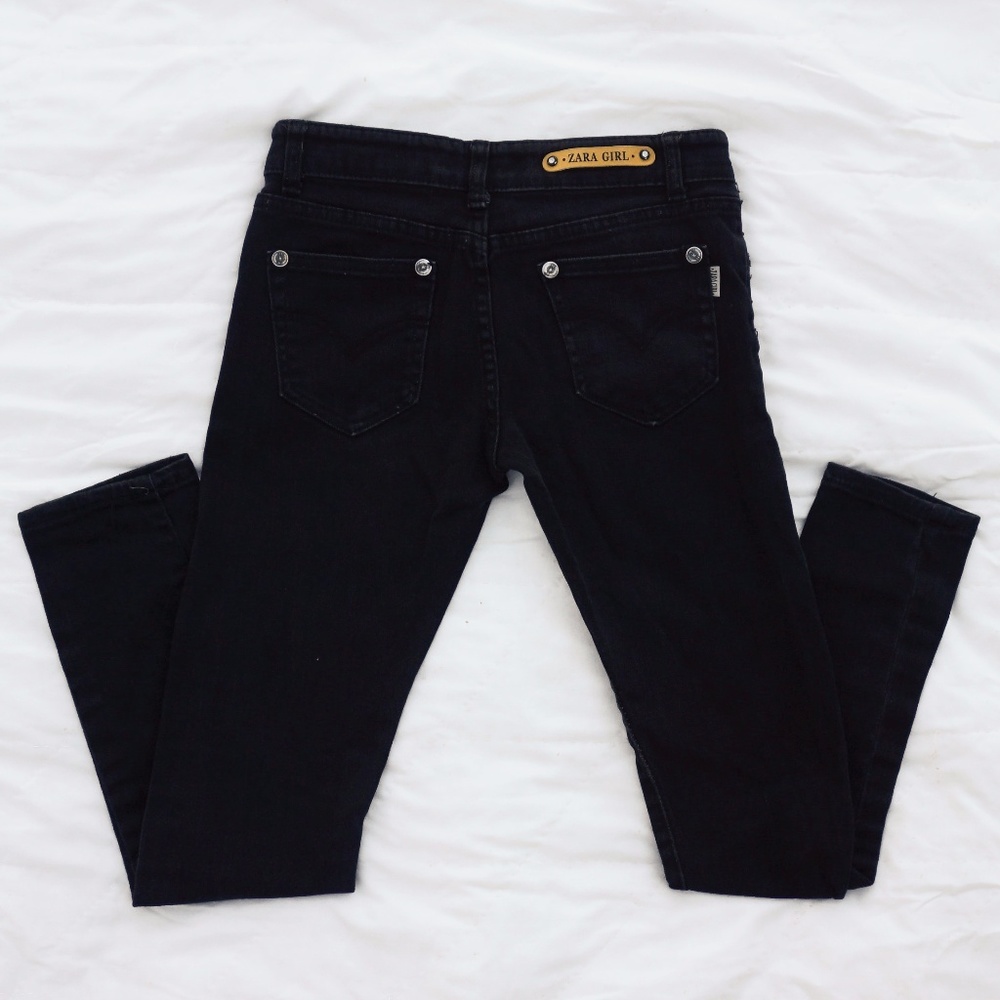 Zara Girl Black Skinny Jeans Excellent Condition - Picture 3 of 7