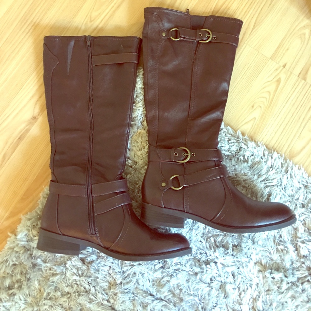Mid-Calf Faux Leather Zip-Up Boots LikeNew