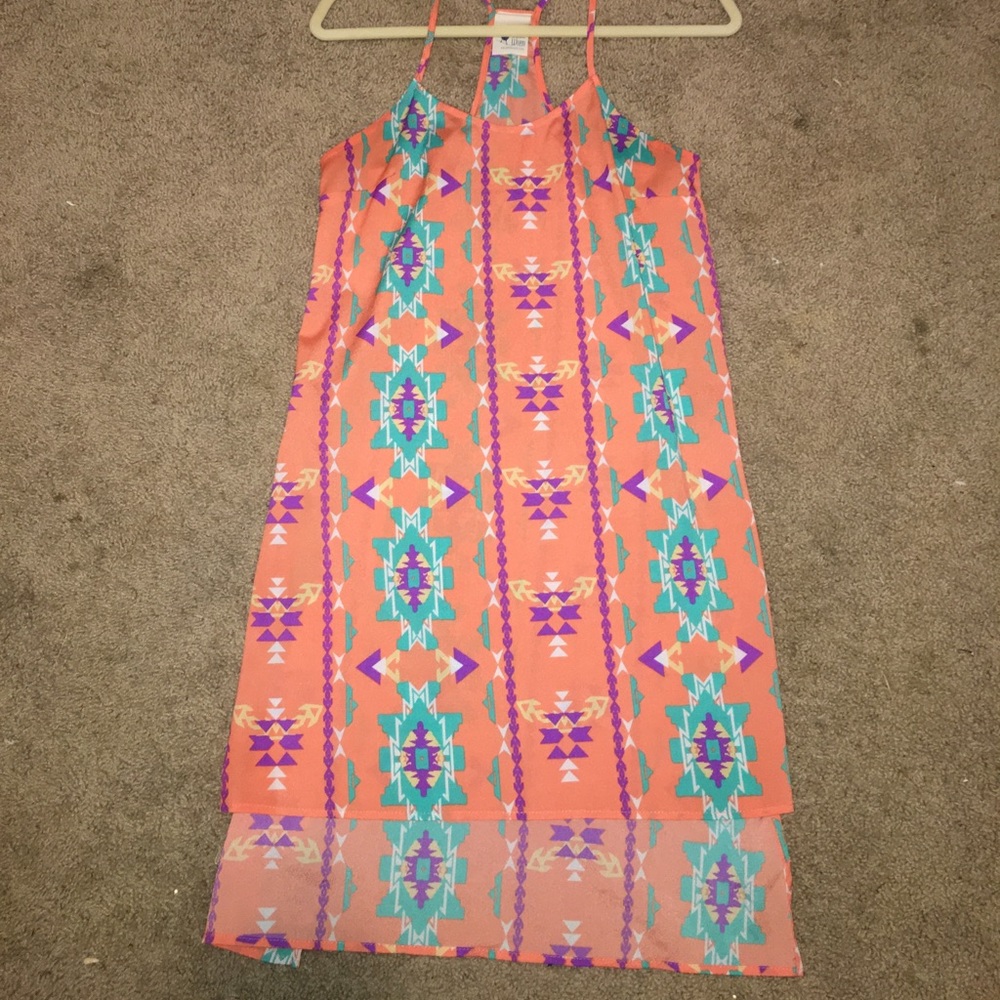 aztec high low dress
